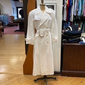 Ralph Lauren Vintage Blue Label Women’s White Cotton Trench Coat Size 8